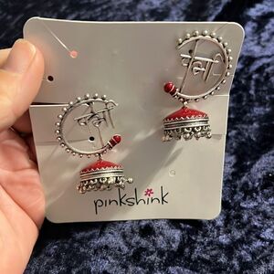 New Pinkshink Red and Silver Colored Earrings